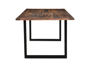 HomeRoots 78" Rustic Farmhouse Solid Wood Dining Table with Black Metal Sled Base - Seats 6 Comfortably! 521831