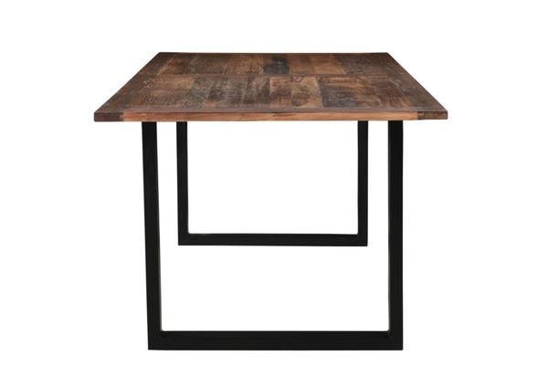 HomeRoots 78" Rustic Farmhouse Solid Wood Dining Table with Black Metal Sled Base - Seats 6 Comfortably! 521831