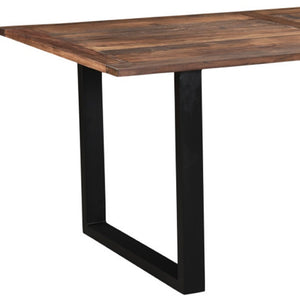 HomeRoots 78" Rustic Farmhouse Solid Wood Dining Table with Black Metal Sled Base - Seats 6 Comfortably! 521831