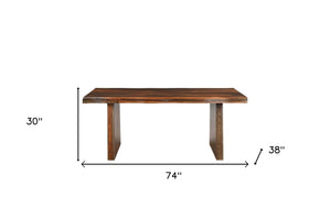 Homeroots 74" Dark Brown Solid Wood Dining Table   521832