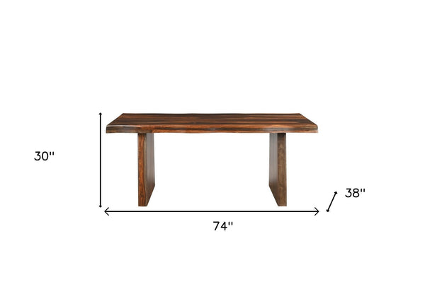 Homeroots 74" Dark Brown Solid Wood Dining Table   521832