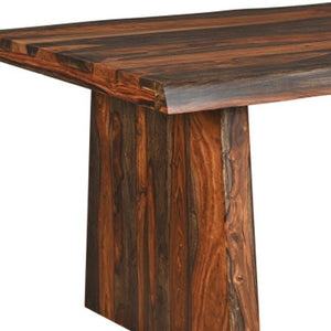 HomeRoots 86" Dark Brown Solid Wood Dining Table - Elegant Centerpiece with Double Pedestal Base for 8 Guests 521833