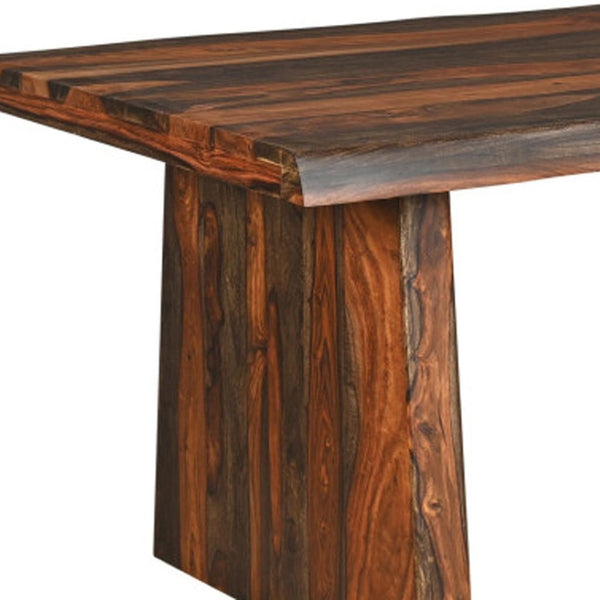 HomeRoots 86" Dark Brown Solid Wood Dining Table - Elegant Centerpiece with Double Pedestal Base for 8 Guests 521833