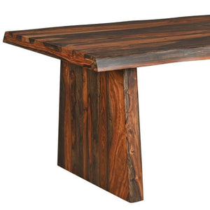 HomeRoots 86" Dark Brown Solid Wood Dining Table - Elegant Centerpiece with Double Pedestal Base for 8 Guests 521833