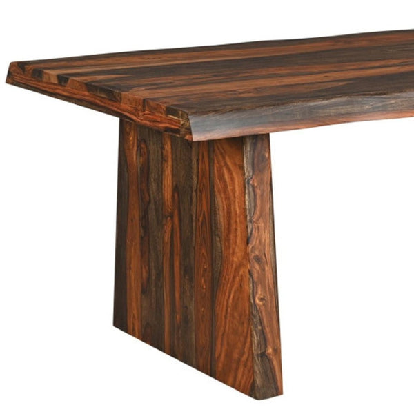 HomeRoots 86" Dark Brown Solid Wood Dining Table - Elegant Centerpiece with Double Pedestal Base for 8 Guests 521833