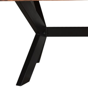 Homeroots 81" Brown And Black Solid Wood And Metal Trestle Base Dining Table   521834