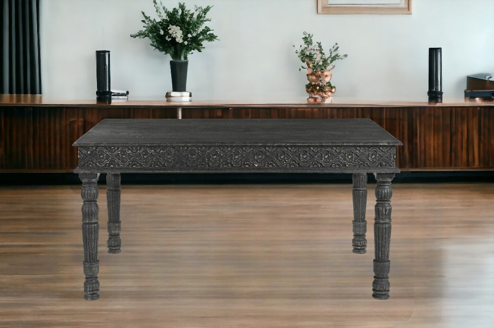Homeroots 60" Black Solid Wood Dining Table   521836