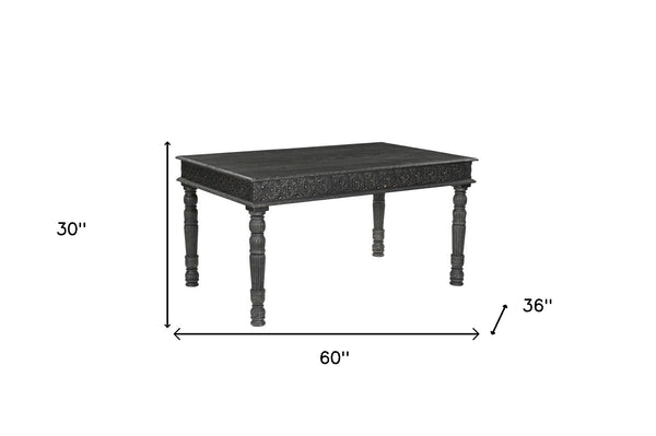 Homeroots 60" Black Solid Wood Dining Table   521836