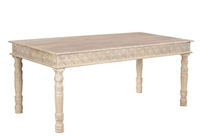 HomeRoots 72 Inch Solid Wood Dining Table Spacious Rectangular Surface for Elegant Family Gatherings White 521837