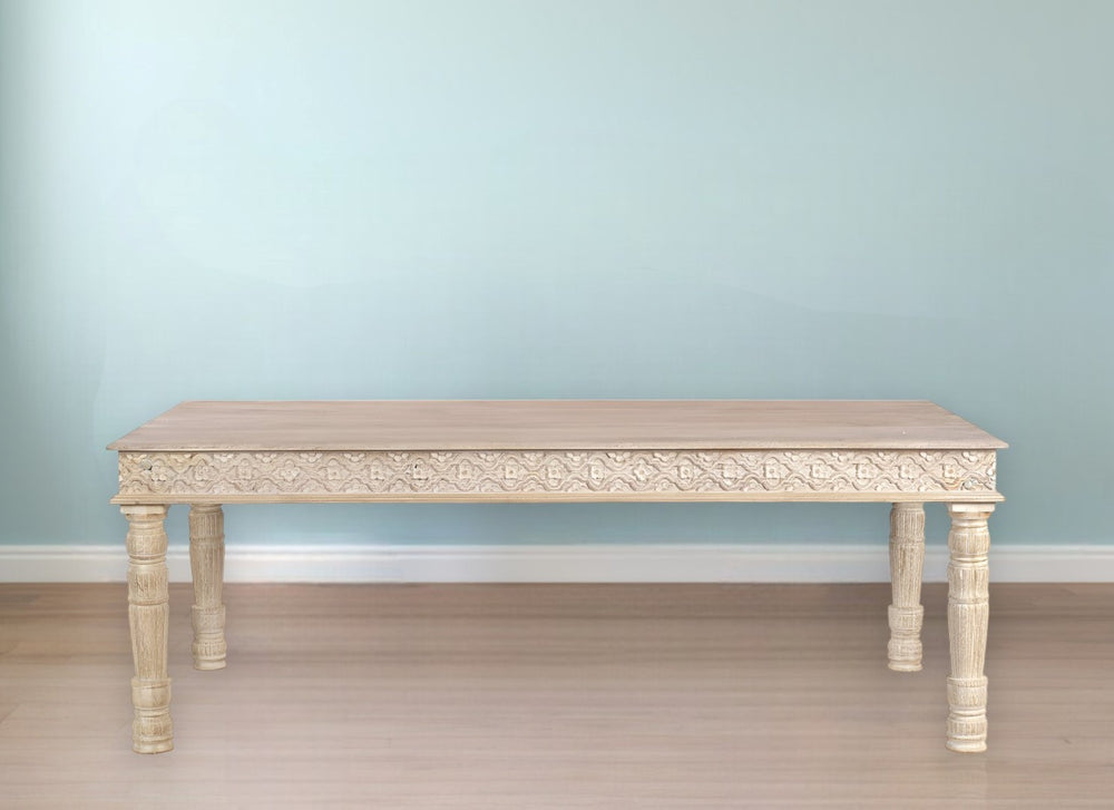 Homeroots 84" White Solid Wood Dining Table   521839