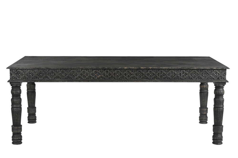 Homeroots 84" Black Solid Wood Dining Table   521840