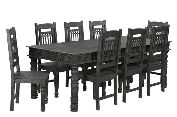 Homeroots 84" Black Solid Wood Dining Table   521840
