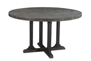 HomeRoots 54" Black Round Solid Wood Pedestal Dining Table - Rustic Charm, Durable Craftsmanship, Seats 6 521860