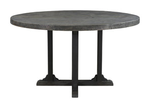 HomeRoots 54" Black Round Solid Wood Pedestal Dining Table - Rustic Charm, Durable Craftsmanship, Seats 6 521860