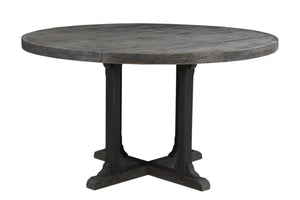 HomeRoots 54" Black Round Solid Wood Pedestal Dining Table - Rustic Charm, Durable Craftsmanship, Seats 6 521860