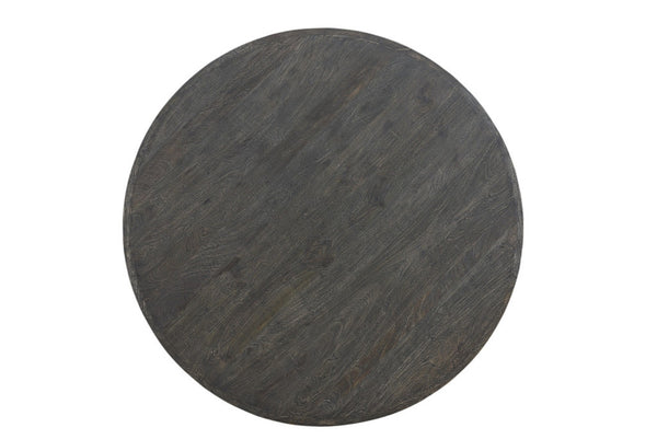 HomeRoots 54" Black Round Solid Wood Pedestal Dining Table - Rustic Charm, Durable Craftsmanship, Seats 6 521860
