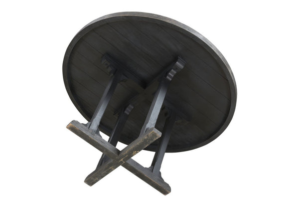 HomeRoots 54" Black Round Solid Wood Pedestal Dining Table - Rustic Charm, Durable Craftsmanship, Seats 6 521860