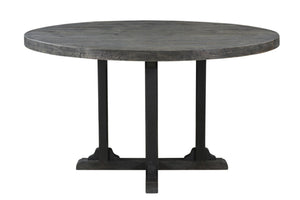 HomeRoots 54" Black Round Solid Wood Pedestal Dining Table - Rustic Charm, Durable Craftsmanship, Seats 6 521860