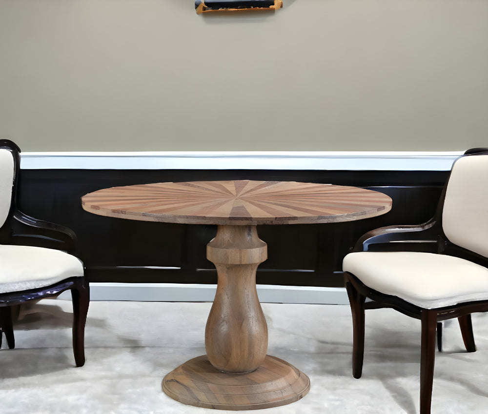 Homeroots 47" Brown Solid Wood Starburst Dining Table   521867