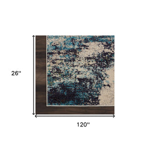 Homeroots 10' Ivory Abstract Power Loom Runner Rug  Polypropylene 521887