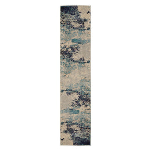 HomeRoots 10' Ivory Abstract Power Loom Runner Rug - Modern Elegance for Hallways, Durable & Easy-Care Design 521887