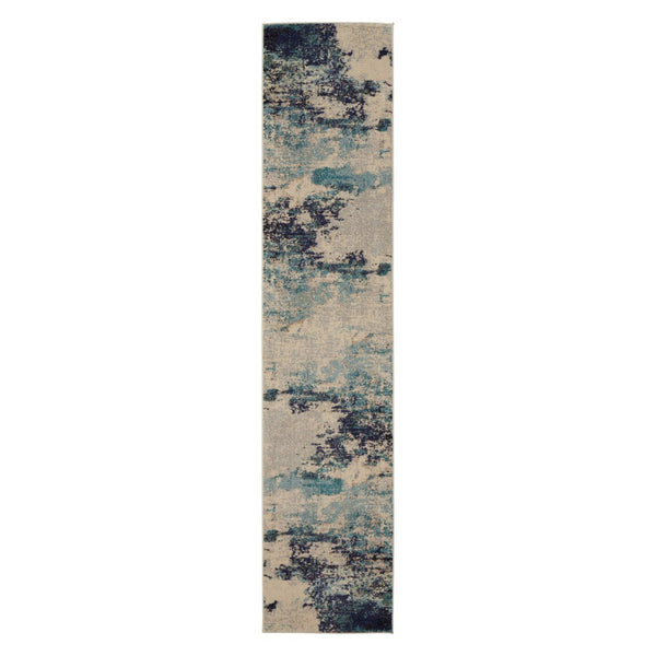 HomeRoots 10' Ivory Abstract Power Loom Runner Rug - Modern Elegance for Hallways, Durable & Easy-Care Design 521887