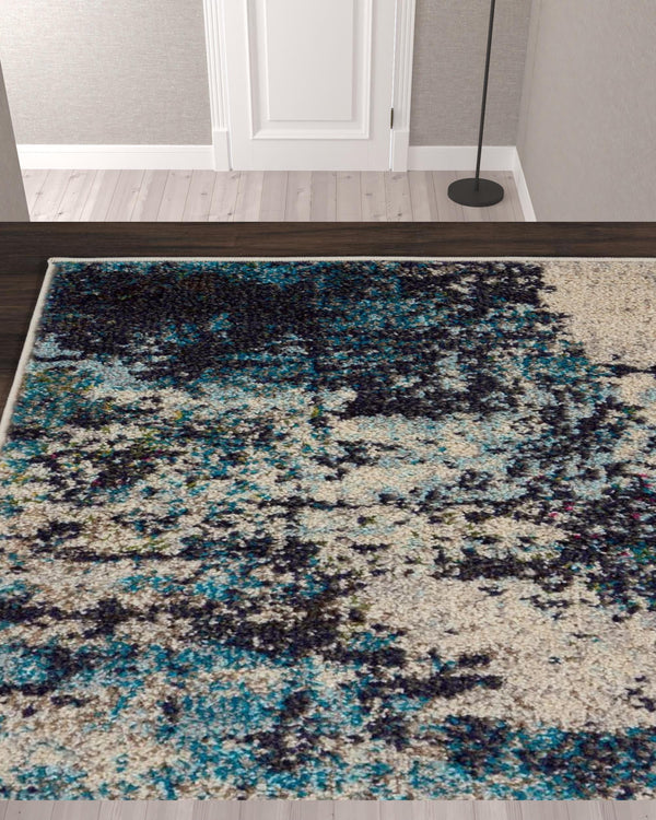 Homeroots 10' Ivory Abstract Power Loom Runner Rug  Polypropylene 521887