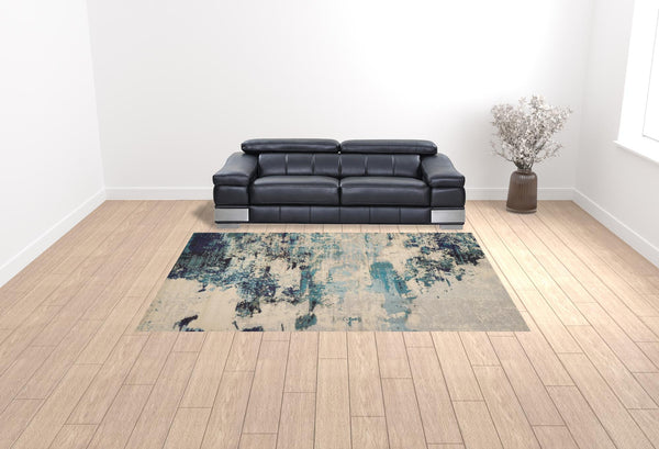 Homeroots 9' X 12' Ivory Abstract Power Loom Area Rug  Polypropylene 521888