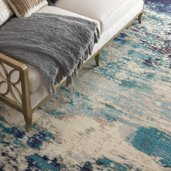 HomeRoots 9' Ivory Abstract Power Loom Area Rug - Modern Durable Design for Living Rooms & Bedrooms 9' X 12' 521888