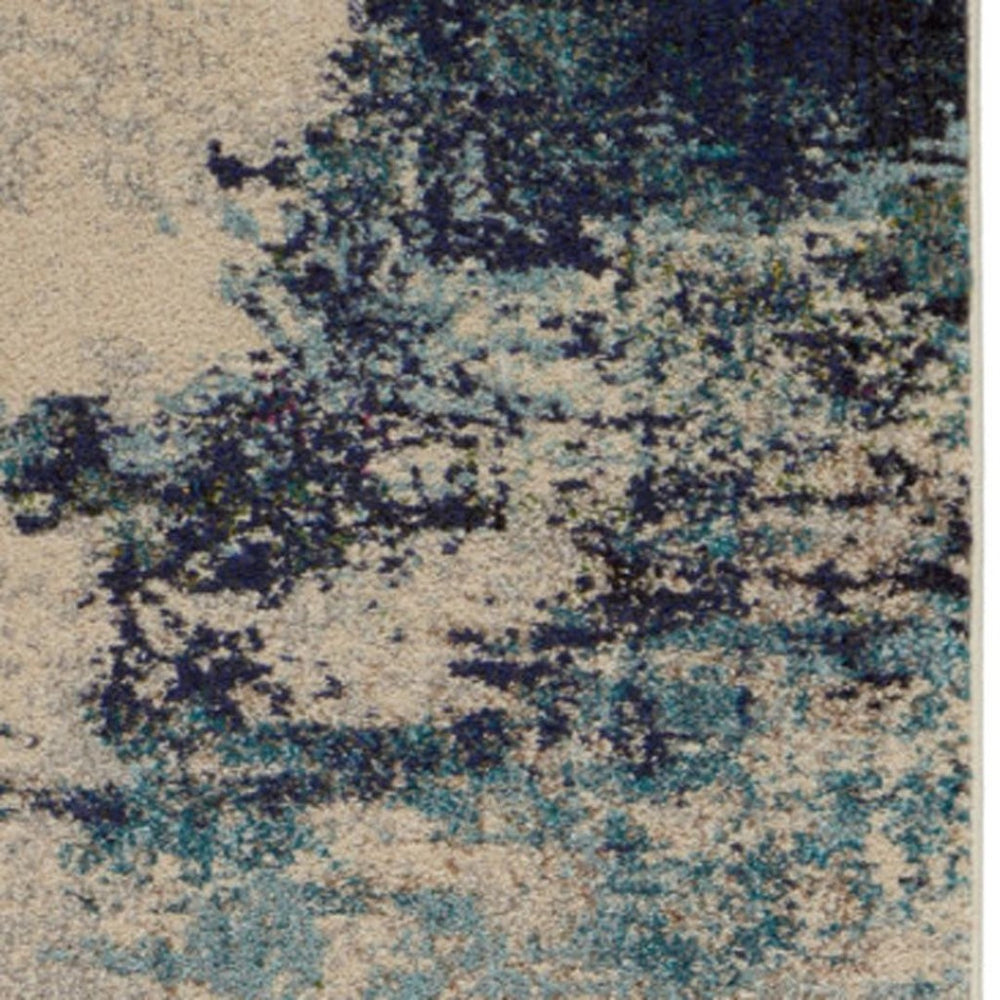 HomeRoots 12' Elegant Ivory Abstract Power Loom Runner Rug - Durable, Soft, and Stylish for Any Space 521889