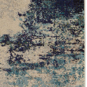 HomeRoots 12' Elegant Ivory Abstract Power Loom Runner Rug - Durable, Soft, and Stylish for Any Space 521889