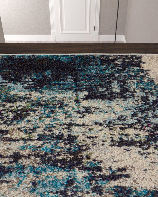 Homeroots 12' Ivory Abstract Power Loom Runner Rug  Polypropylene 521889