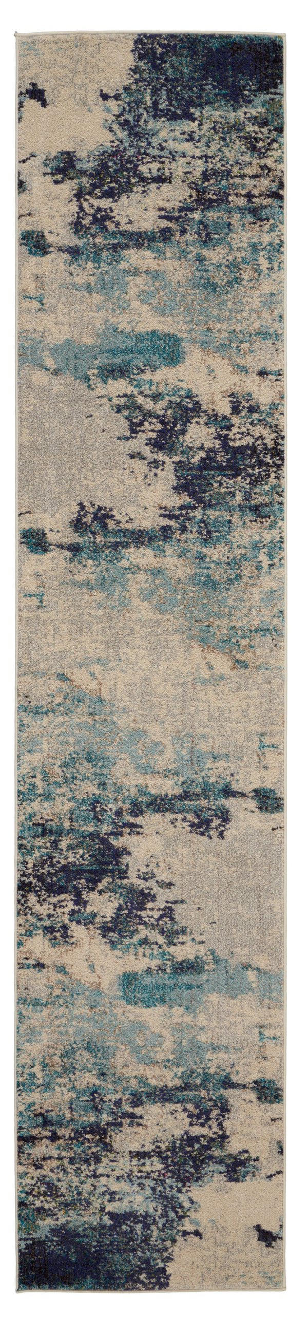 Homeroots 12' Ivory Abstract Power Loom Runner Rug  Polypropylene 521889