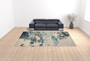 Homeroots 10' X 14' Ivory Abstract Power Loom Area Rug  Polypropylene 521890