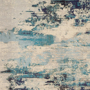 HomeRoots 9' Ivory Abstract Power Loom Area Rug - Modern Durable Design for Living Rooms & Bedrooms 10' X 14' 521890