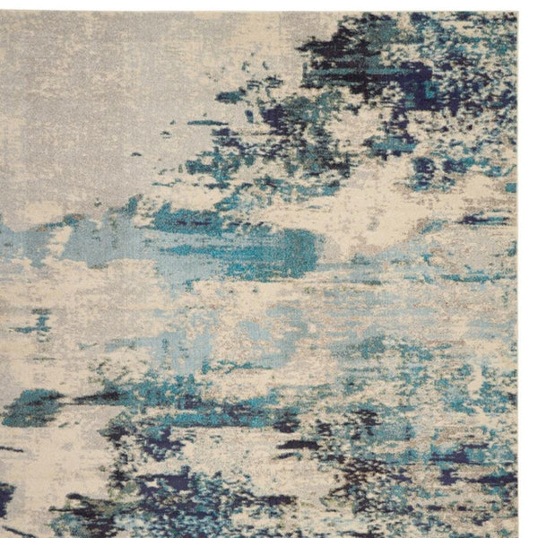 HomeRoots 9' Ivory Abstract Power Loom Area Rug - Modern Durable Design for Living Rooms & Bedrooms 10' X 14' 521890
