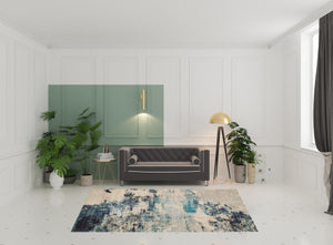 HomeRoots 9' Ivory Abstract Power Loom Area Rug - Modern Durable Design for Living Rooms & Bedrooms 7' X 10' 521891