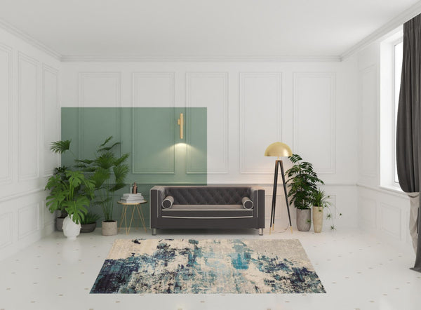 HomeRoots 9' Ivory Abstract Power Loom Area Rug - Modern Durable Design for Living Rooms & Bedrooms 7' X 10' 521891