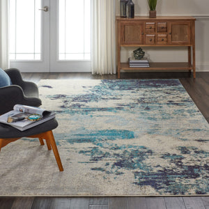 HomeRoots 9' Ivory Abstract Power Loom Area Rug - Modern Durable Design for Living Rooms & Bedrooms 7' X 10' 521891