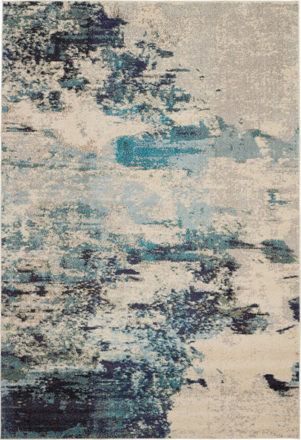 HomeRoots 9' Ivory Abstract Power Loom Area Rug - Modern Durable Design for Living Rooms & Bedrooms 7' X 10' 521891