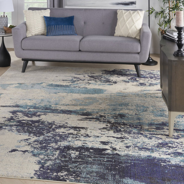 HomeRoots 9' Ivory Abstract Power Loom Area Rug - Modern Durable Design for Living Rooms & Bedrooms 8' X 11' 521892