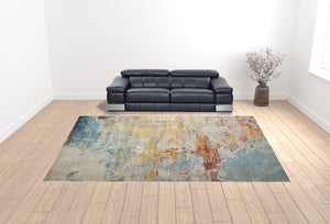 Homeroots 12' X 15' Blue And Gray Abstract Power Loom Area Rug  Polypropylene 521893