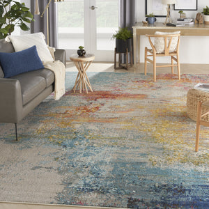 Homeroots 12' X 15' Blue And Gray Abstract Power Loom Area Rug  Polypropylene 521893
