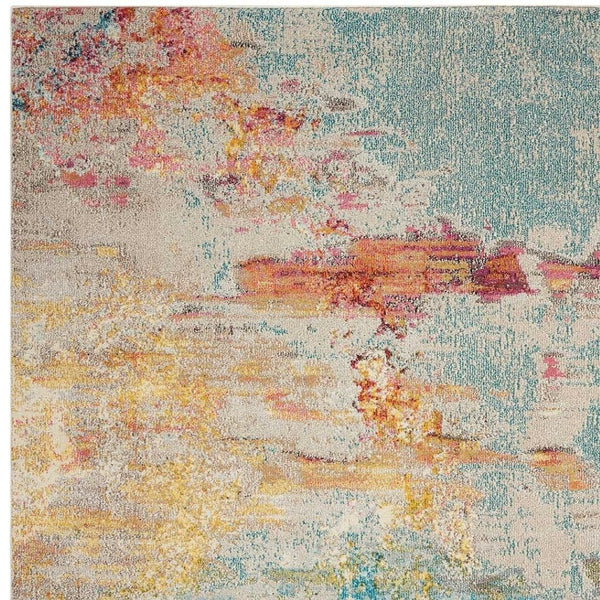 HomeRoots 12' Blue and Gray Abstract Power Loom Area Rug - Modern Design, Soft Comfort for Any Space 7' X 10' Rectangle 521896