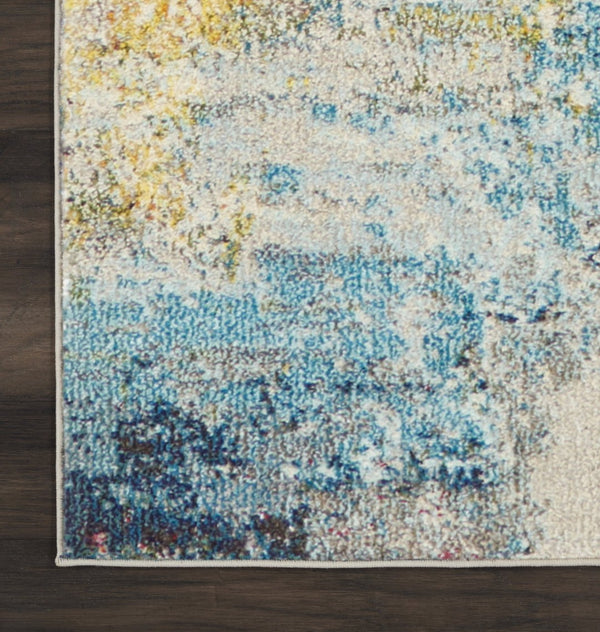 HomeRoots 12' Blue and Gray Abstract Power Loom Area Rug - Modern Design, Soft Comfort for Any Space 7' X 10' Rectangle 521896