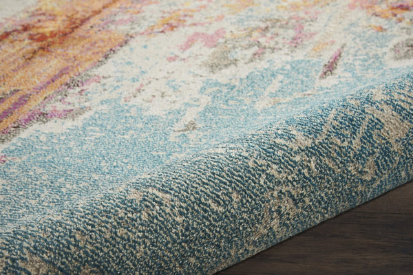 HomeRoots 12' Blue and Gray Abstract Power Loom Area Rug - Modern Design, Soft Comfort for Any Space 7' X 10' Rectangle 521896