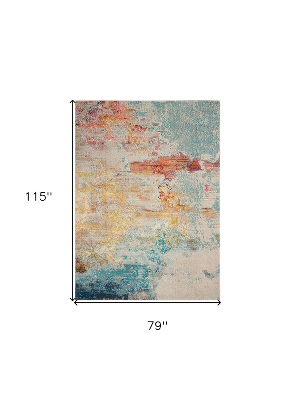 Homeroots 7' X 10' Blue And Gray Abstract Power Loom Area Rug  Polypropylene 521896