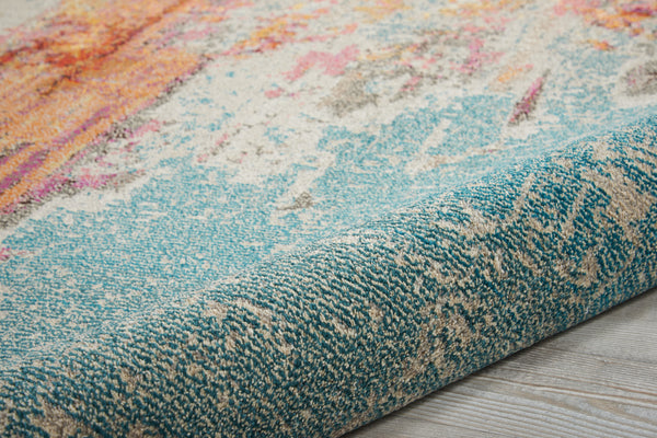 Homeroots 10' Runner Blue And Gray Abstract Power Loom Runner Rug  Polypropylene 521897