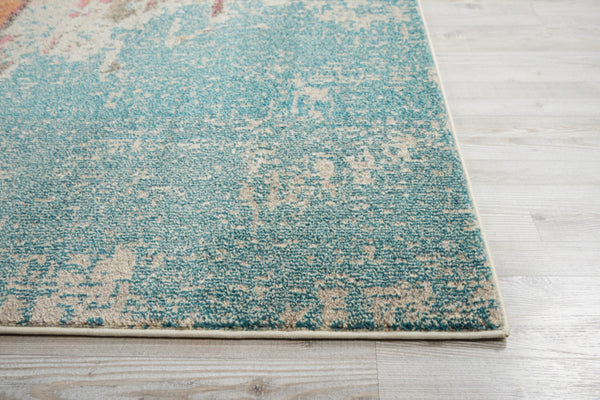 HomeRoots 10' Blue and Gray Abstract Runner Rug - Durable, Stylish Design for High-Traffic Areas & Easy Care 521897