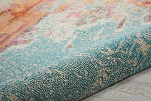 Homeroots 12' Runner Blue And Gray Abstract Power Loom Runner Rug  Polypropylene 521898